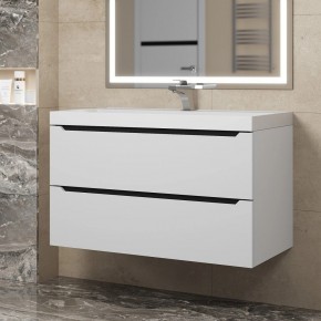 Тумба под раковину Uperwood Tanos 90 см, подвесная, белая/графит в Уфе - ufa.ok-mebel.com | фото