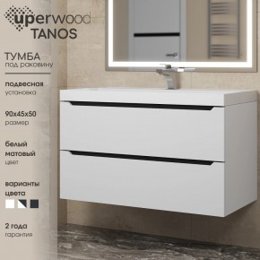 Тумба под раковину Uperwood Tanos 90 см, подвесная, белая/графит в Уфе - ufa.ok-mebel.com | фото 3