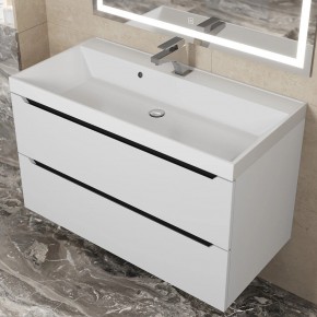Тумба под раковину Uperwood Tanos 90 см, подвесная, белая/графит в Уфе - ufa.ok-mebel.com | фото 9