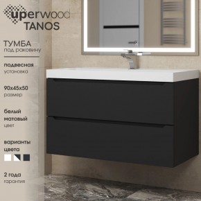 Тумба под раковину Uperwood Tanos 90 см, подвесная, черная матовая в Уфе - ufa.ok-mebel.com | фото 3