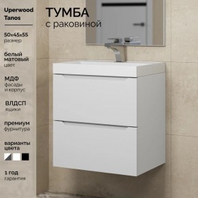 Тумба с раковиной Uperwood Tanos 50 см, подвесная, белая матовая в Уфе - ufa.ok-mebel.com | фото 5